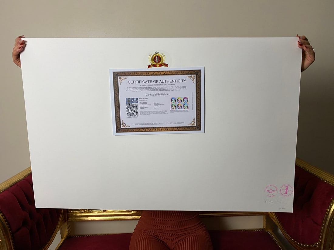 Banksy, In the manner of”, COA. Walled Off Hotel, Original, Limited Edition. Signed. Numbered - 5