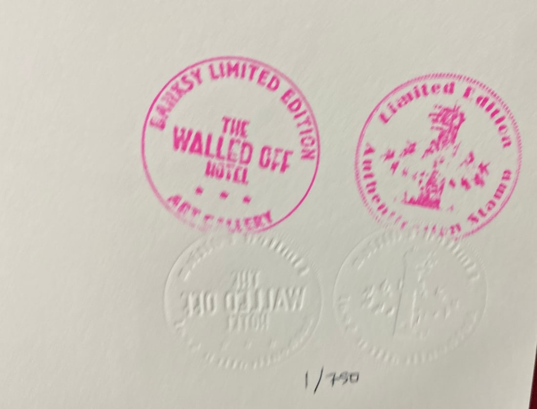 Banksy, In the manner of”, COA. Walled Off Hotel, Original, Limited Edition. Signed. Numbered. - 8