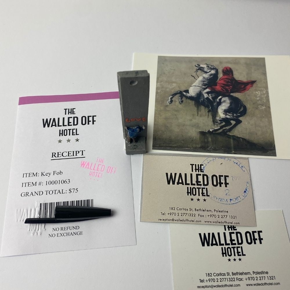 The Walled Off Hotel, Banksy, key Fob Sculpture. Original, Limited Edition, - 4