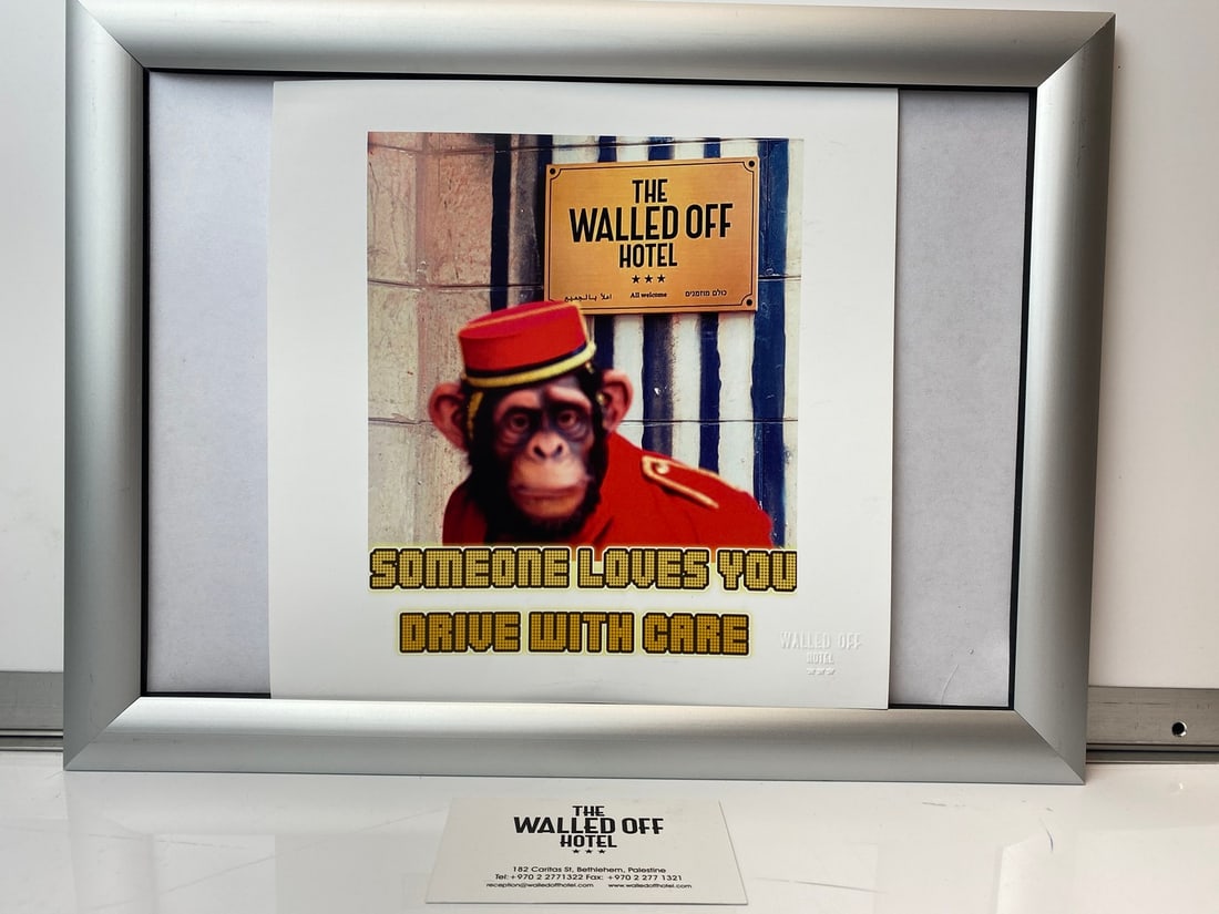The Walled Off Hotel, Limited Edition, Original Print.: 2022 Walled Off Hotel Artist Print on paper, Solid Finishing: Classic (250 gsm gloss) Limited Edition of 3000 Numbered and Stamped / seal Sizes- 21cm X 21cm The Walled Off Hotel Invoice Printed and