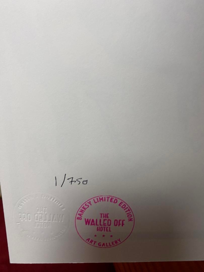 Banksy, In the manner of”, COA. Walled Off Hotel, Original, Limited Edition. Signed. Numbered. - 9