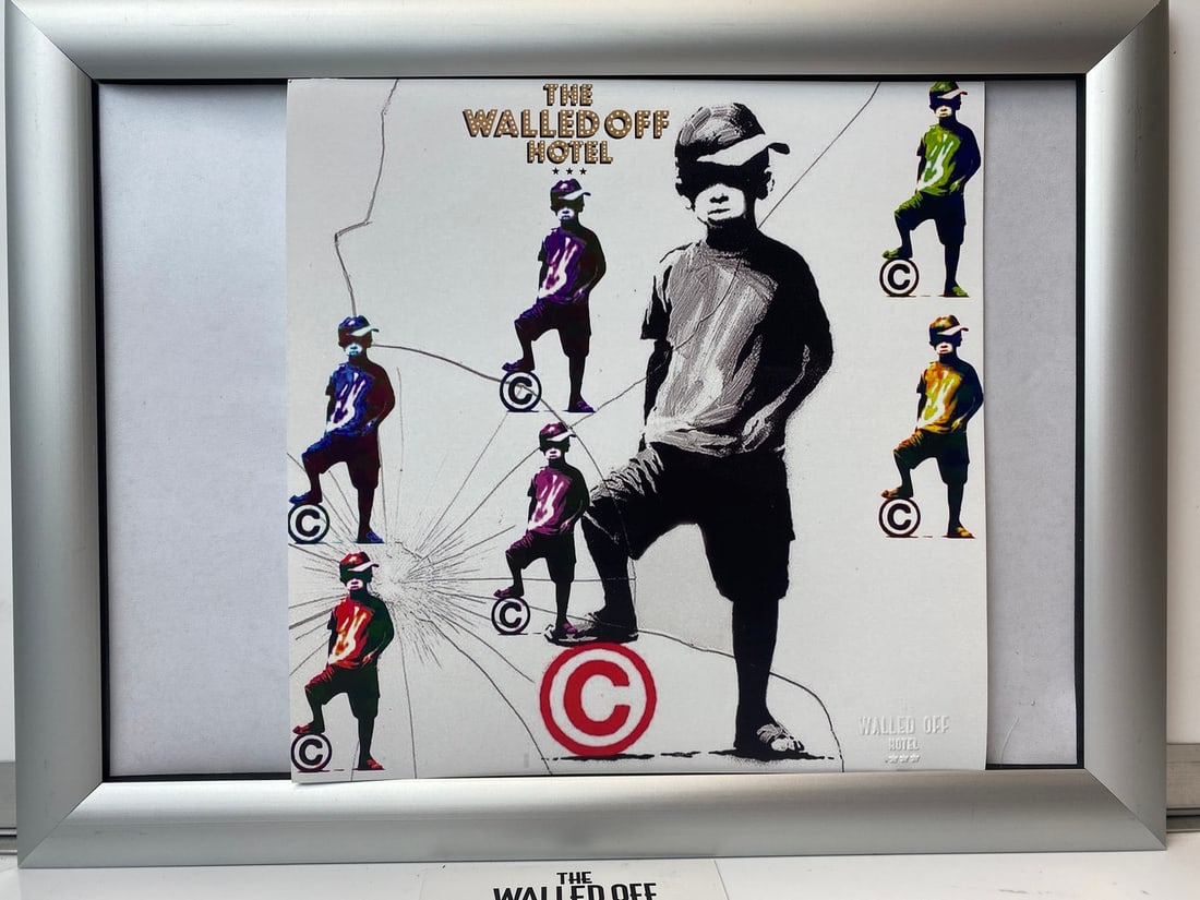 The Walled Off Hotel, Limited Edition, Original Print.: 2022 Walled Off Hotel Artist Print on paper, Solid Finishing: Classic (250 gsm gloss) Limited Edition of 3000 Numbered and Stamped / seal Sizes- 21cm X 21cm Th