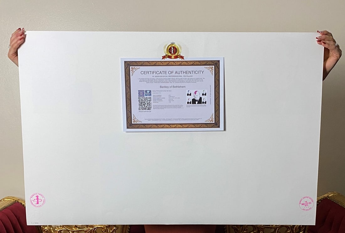 Banksy, In the manner of”, COA. Walled Off Hotel, Original, Limited Edition. Signed. Numbered. - 4