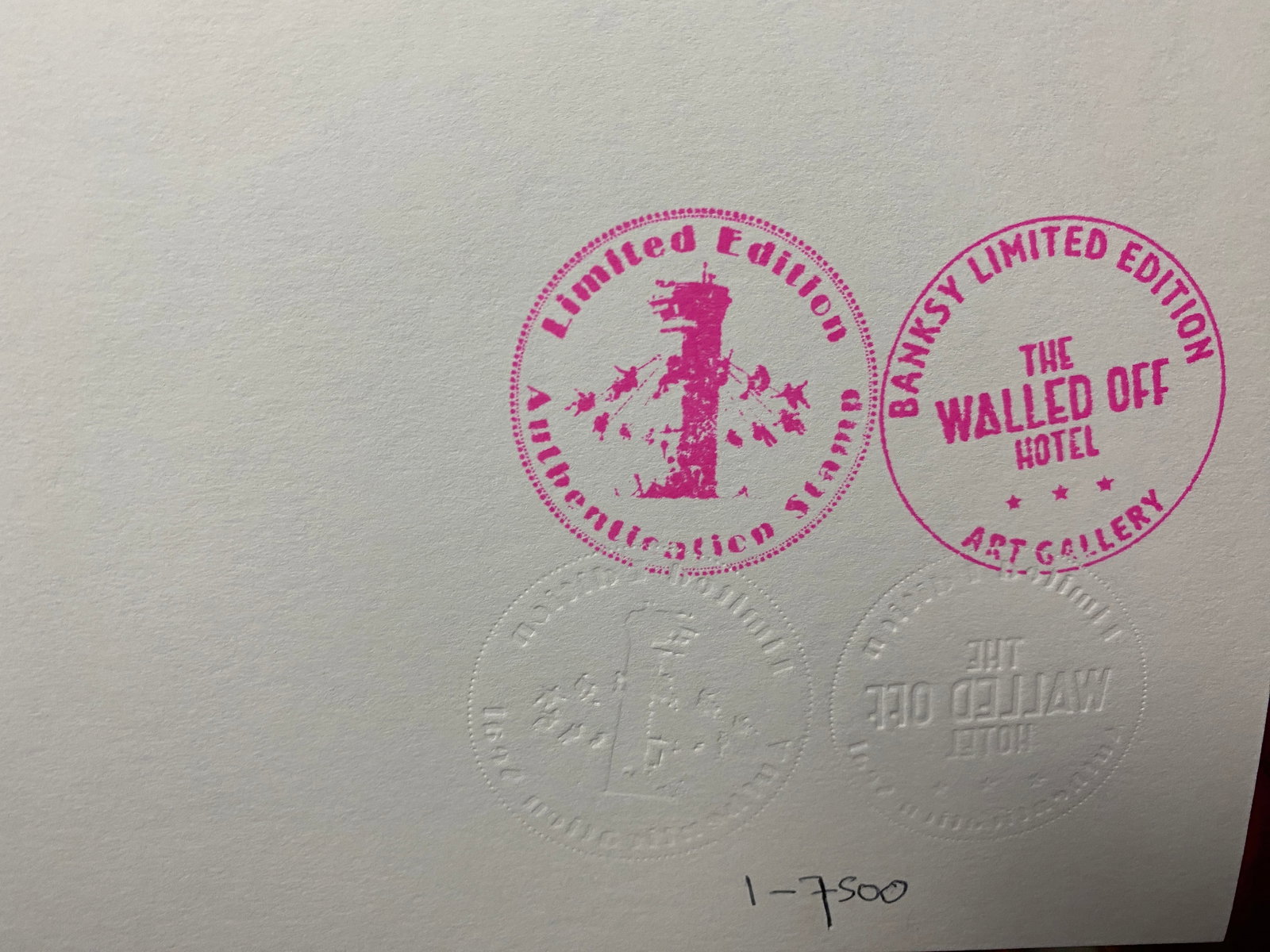 Banksy, In the manner of”, COA. Walled Off Hotel, Original, Limited Edition. Signed. Numbered. - 6