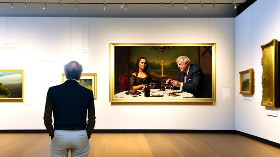 Boris Johnson - Dinner With Mona Lisa-D1, Limited Edition of 50 Pieces, Signed & Numbered - 2
