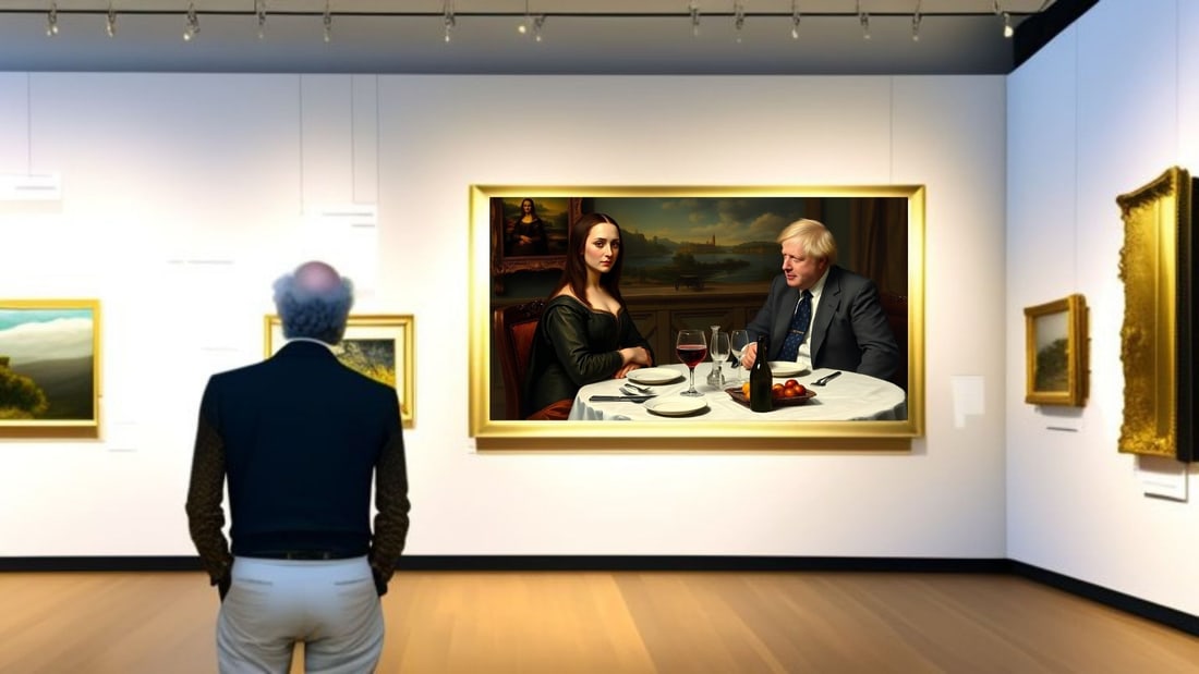 Boris Johnson - Dinner With Mona Lisa-D2, Limited Edition of 50 Pieces, Signed & Numbered - 2