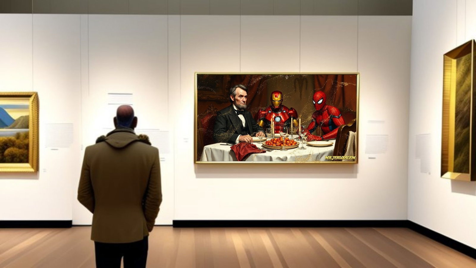 Abraham Lincoln Dinner With Ironman & Spiderman-D1,Limited Edition of 50 Pieces - 2