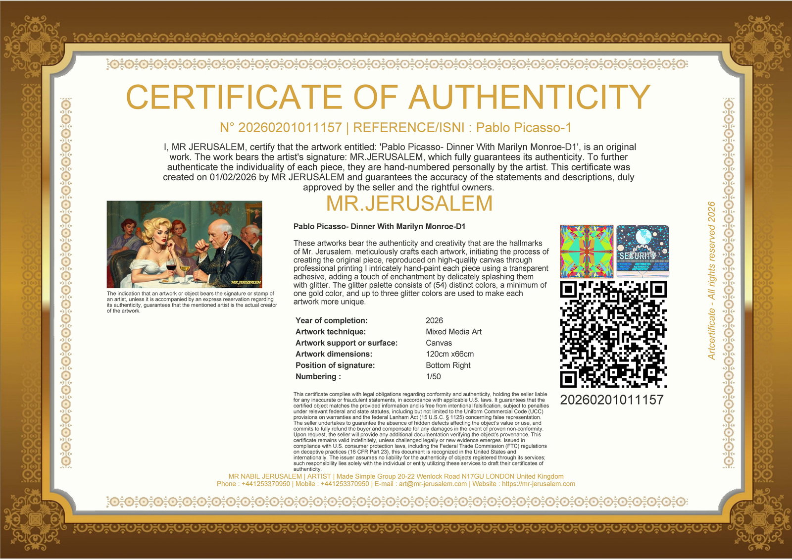Pablo Picasso - Dinner With Marilyn Monroe-D1, Limited Edition of 50 Pieces, Signed & Numbered - 3