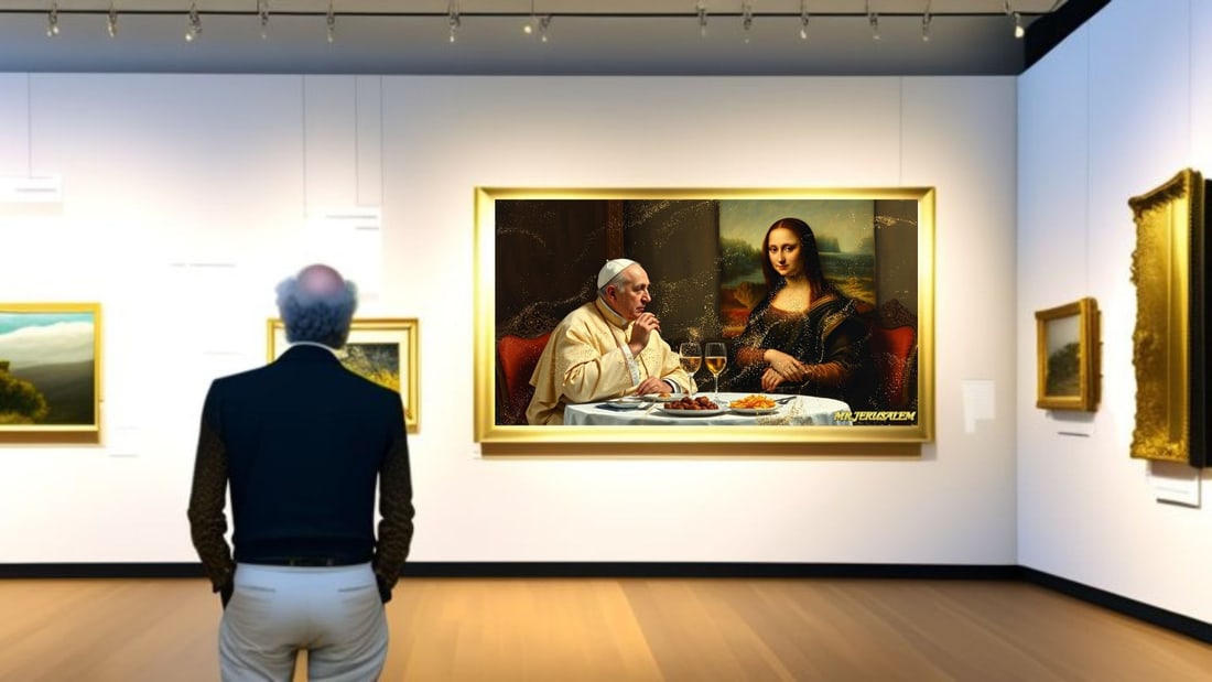 Pope Francis - Dinner With Mona Lisa-D1, Limited Edition of 50 Pieces, Signed & Numbered - 2
