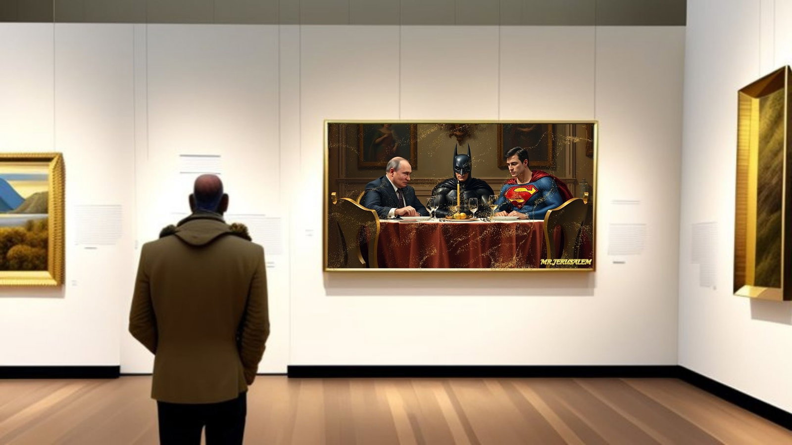 Vladimir Putin- Dinner With Batman & Superman, Limited Edition of 50 Pieces, Signed and numbered, - 2