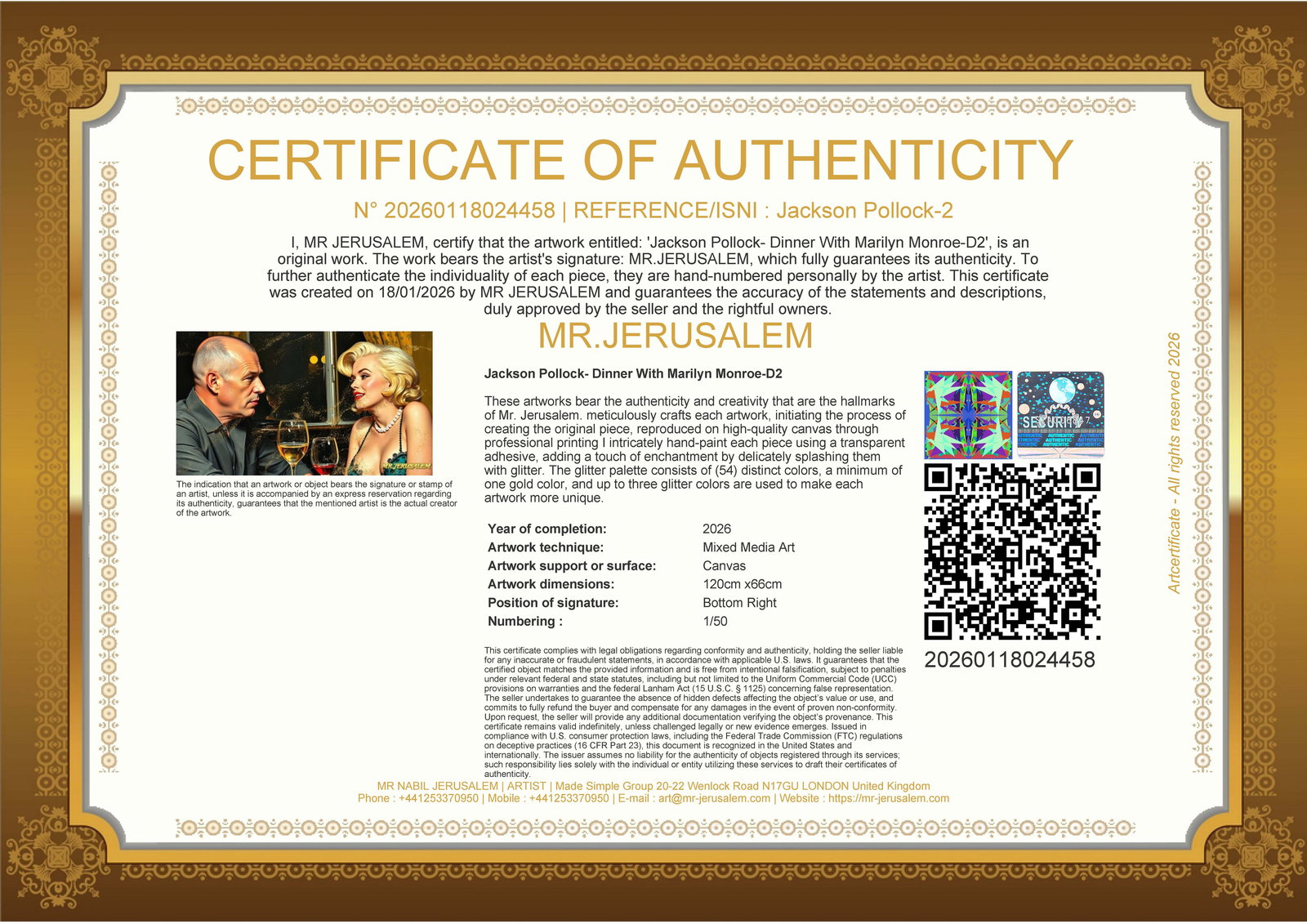 Jackson Pollock - Dinner With Marilyn Monroe-D2, Limited Edition of 50 Pieces, Signed & Numbered - 3