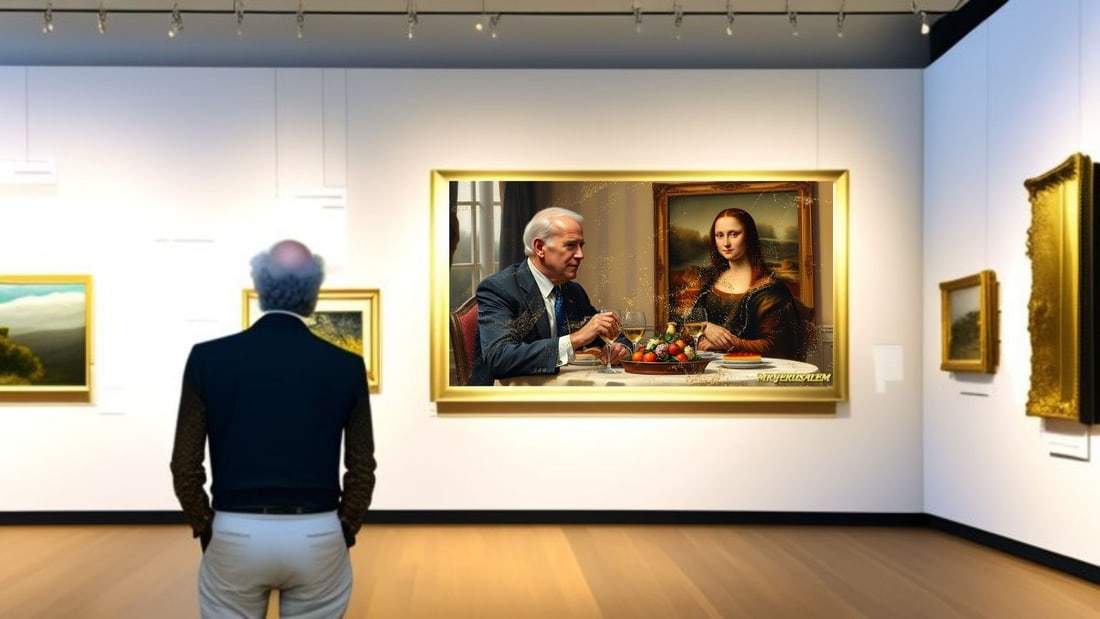 Joe Biden - Dinner With Mona Lisa-D1, Limited Edition of 50 Pieces, Signed & Numbered - 2