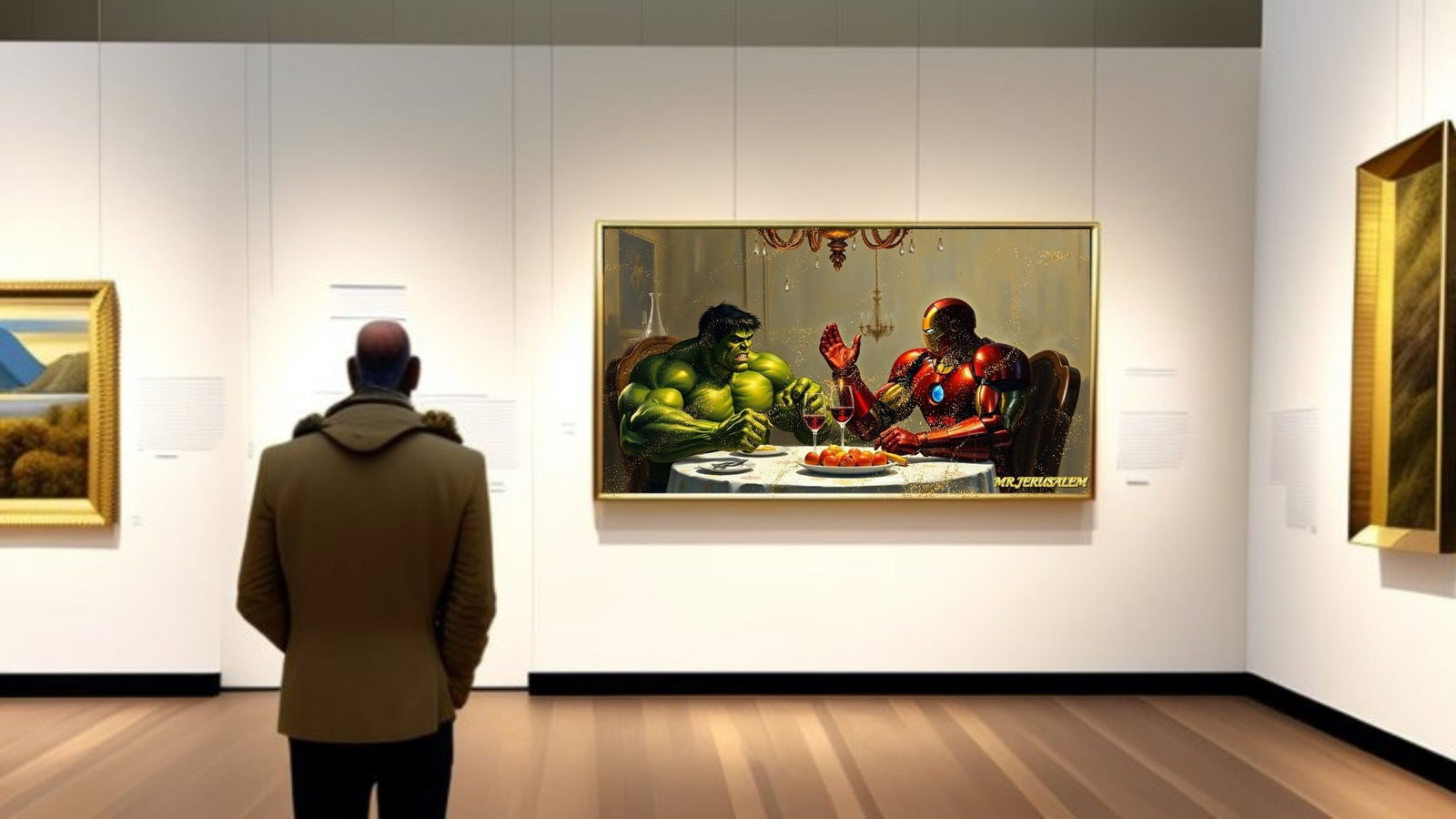 Hulk Dinner With Ironman-D2, Canvas Mixed Media, Limited Edition of 50 Pieces - 2