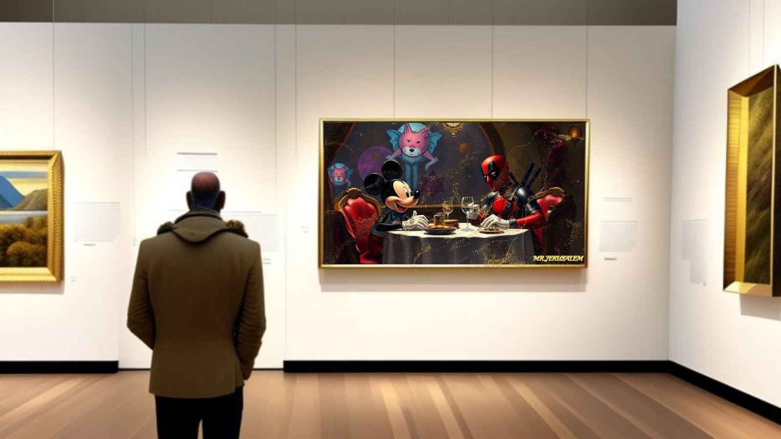 Mickey Mouse Dinner With Deadpool , Canvas Mixed Media, Limited Edition of 50 Pieces - 2