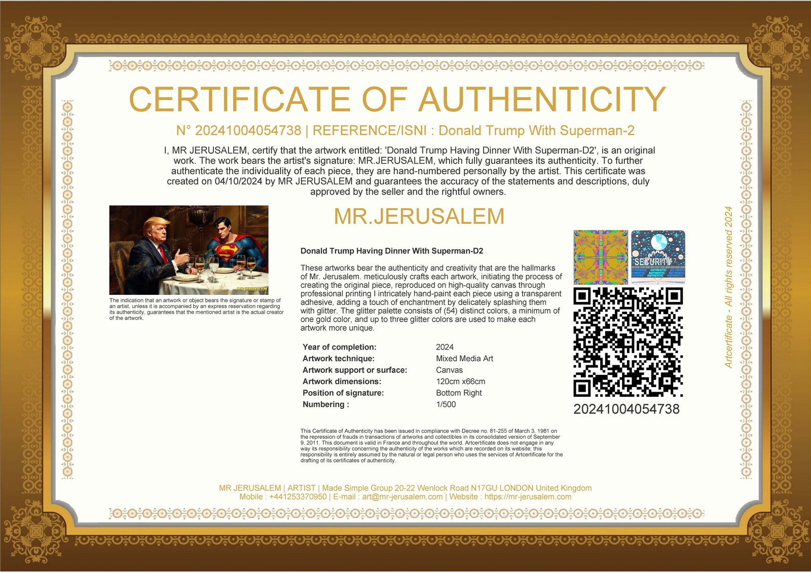 Donald Trump Dinner With Superman-D2, Limited Edition of 50 Pieces - 3