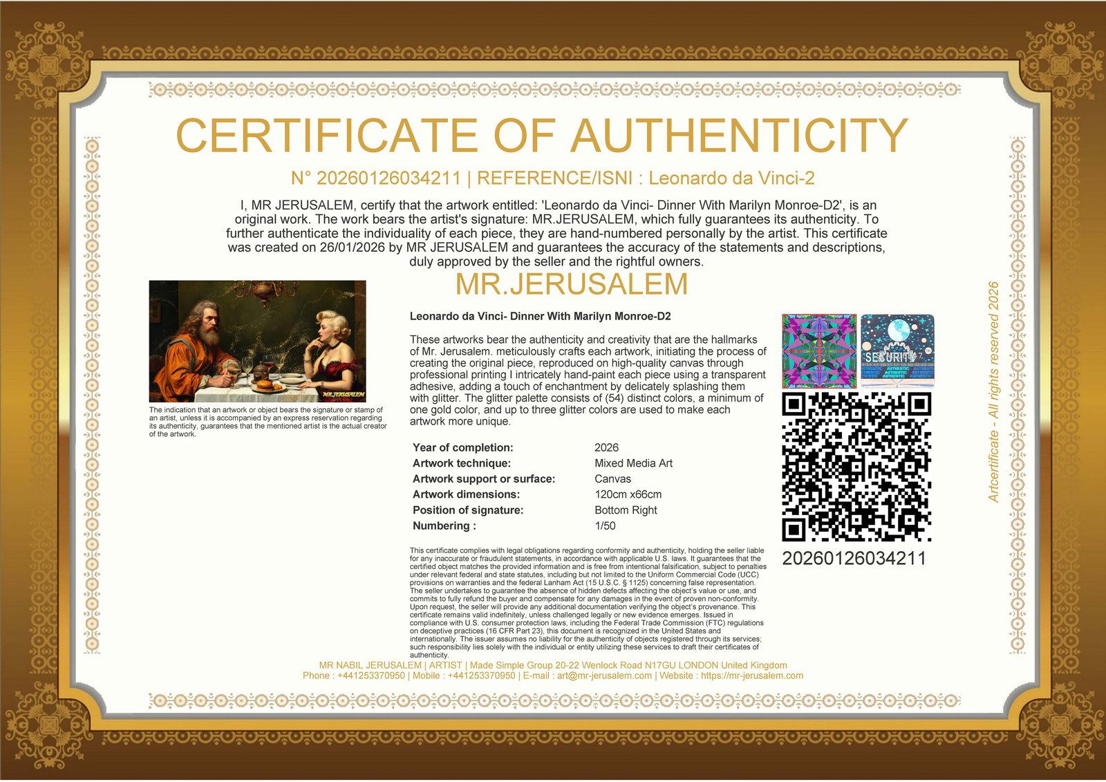 Leonardo da Vinci - Dinner With Marilyn Monroe-D2, Limited Edition of 50 Pieces, Signed & Numbered - 3