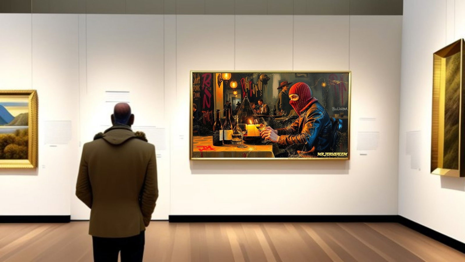 Banksy Dinner Alone-D2, Canvas Mixed Media, Limited Edition of 50 Pieces - 3