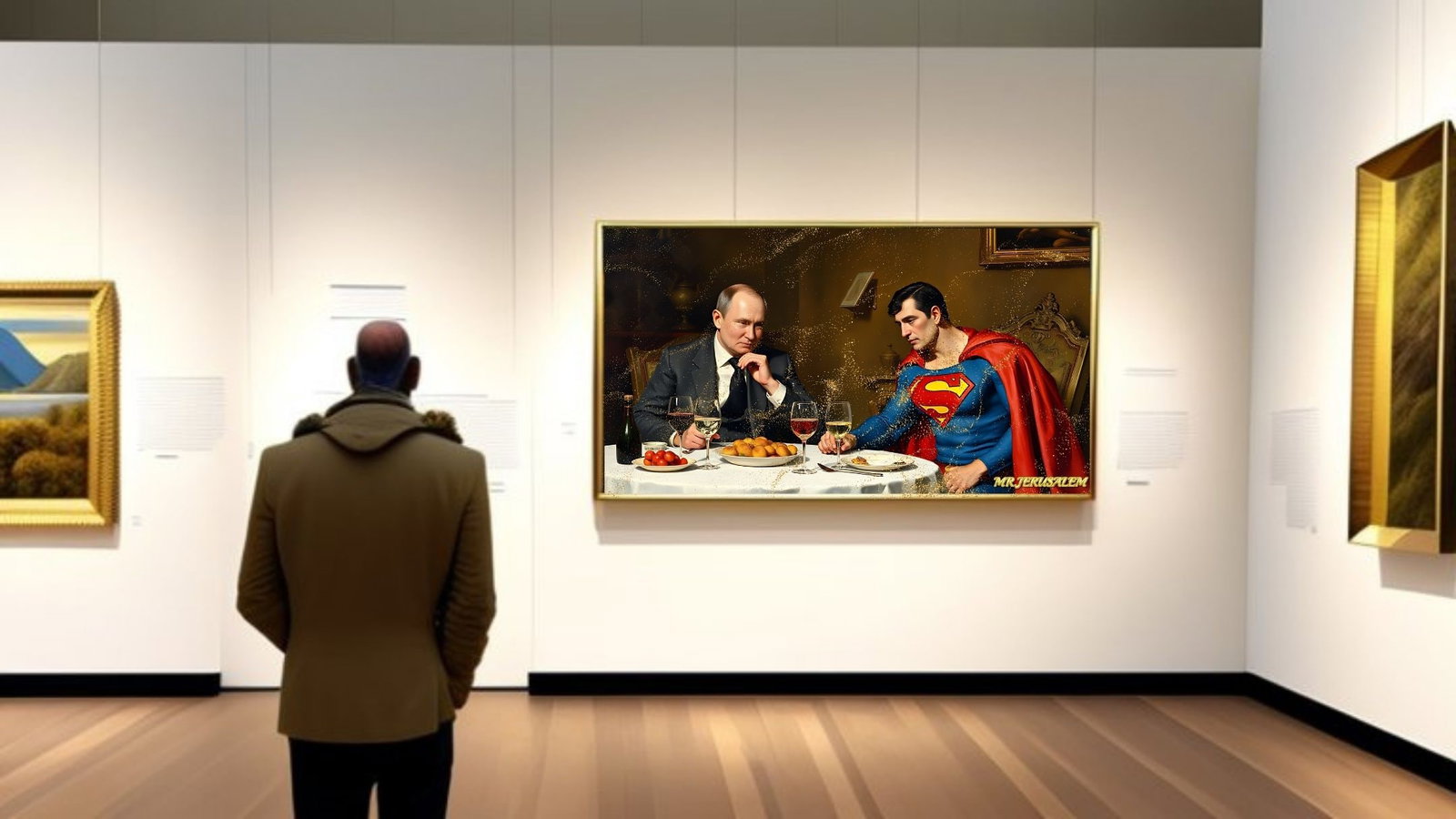 Vladimir Putin- Dinner With Superman, Mixed Media Art, Limited Edition of 50 Pieces, Signed and num - 2