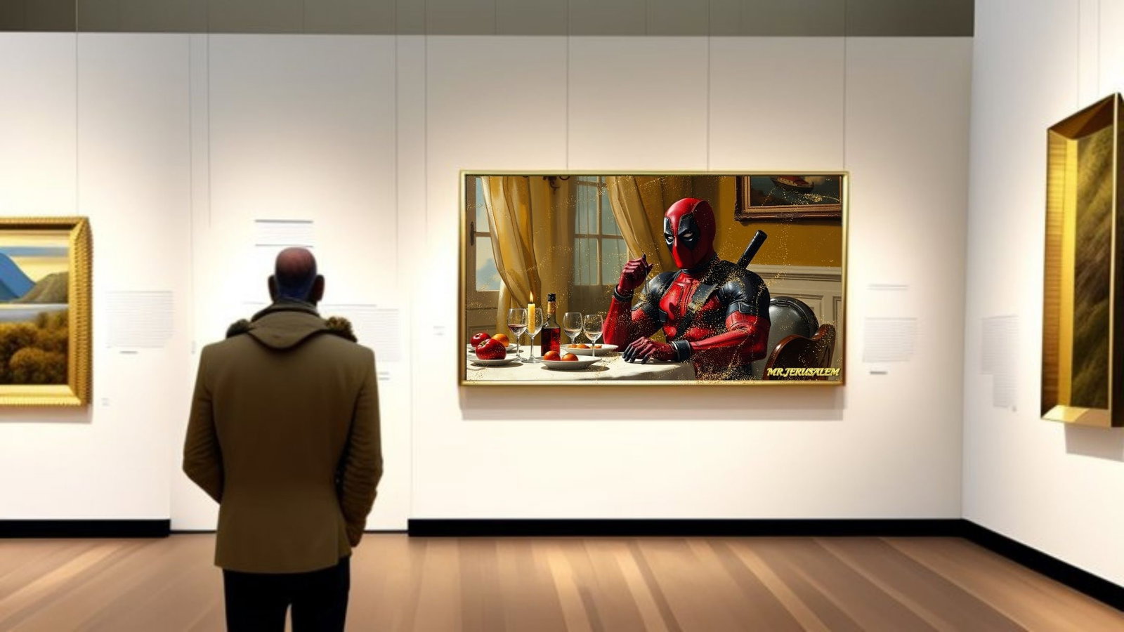 Deadpool Dinner Alone-D1, Canvas Mixed Media, Limited Edition of 50 Pieces - 2