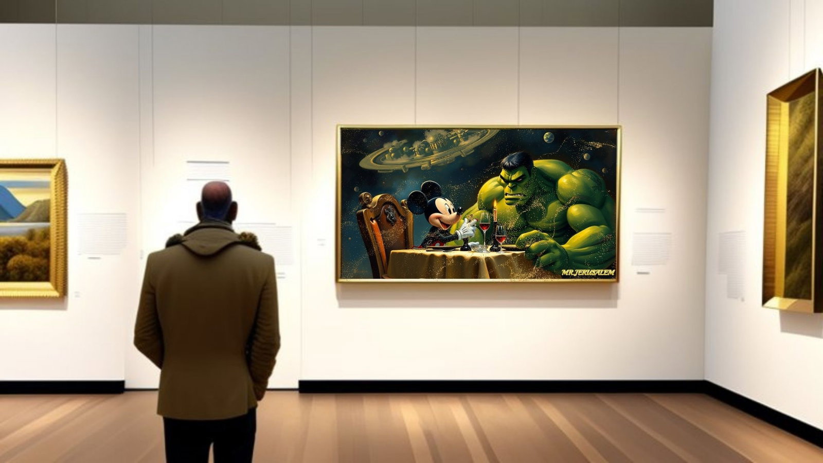 Mickey Mouse- Dinner With Hulk, Mixed Media, Limited Edition of 50 Pieces, Signed & Numbered, - 2