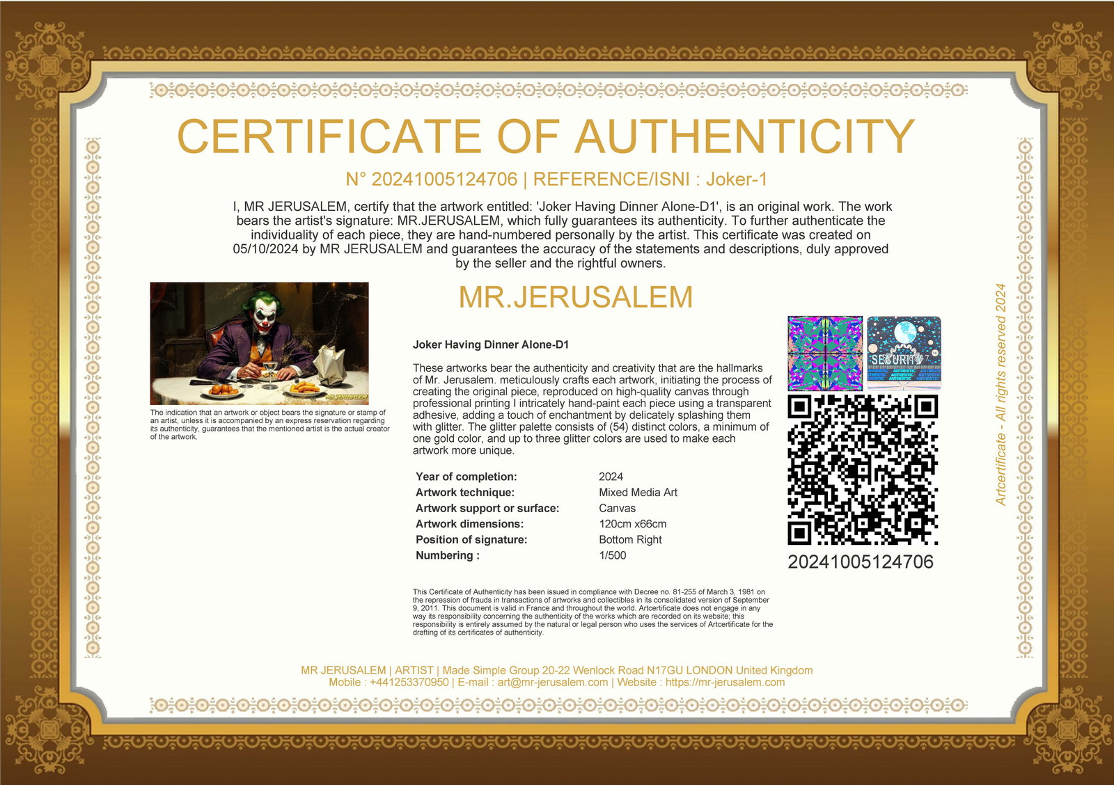 Joker Dinner Alone-D1, Limited Edition of 50 Pieces - 3