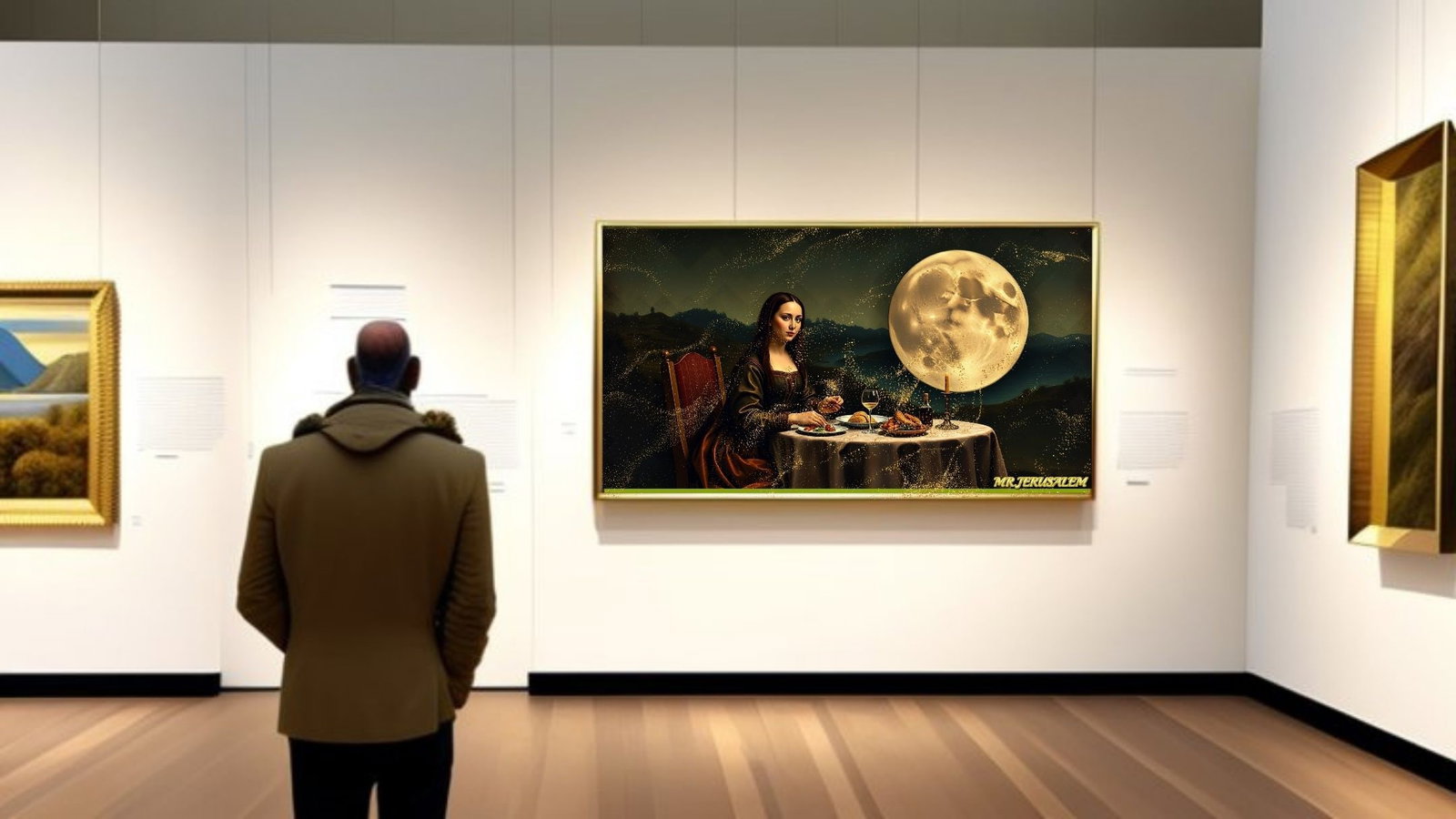 Mona Lisa- Moon View-D1, Mixed Media,Limited Edition of 50 Pieces, Signed & Numbered, - 2