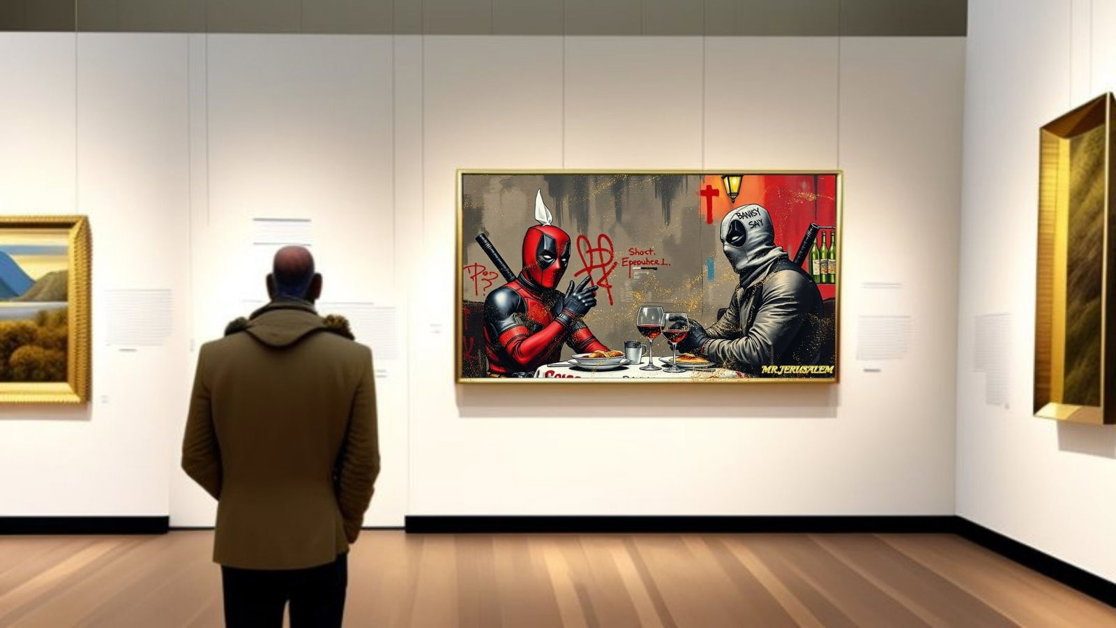 Banksy Dinner With Deadpool-D2, Canvas Mixed Media, Limited Edition of 50 Pieces - 2