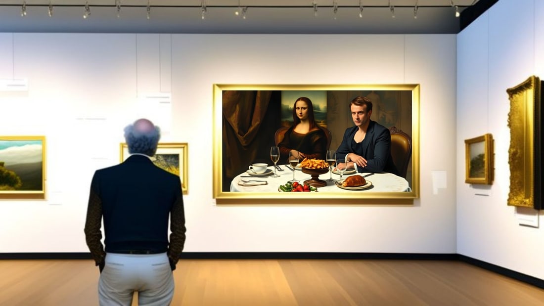 Emmanuel Macron - Dinner With Mona Lisa-D1, Limited Edition of 50 Pieces, Signed & Numbered - 2