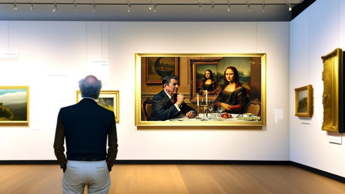 Ronald Reagan - Dinner With Mona Lisa-D2, Limited Edition of 50 Pieces, Signed & Numbered - 2