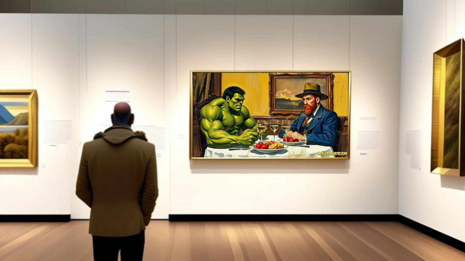 Vincent Van Gogh Dinner With Hulk, Canvas Mixed Media, Limited Edition of 50 Pieces - 2