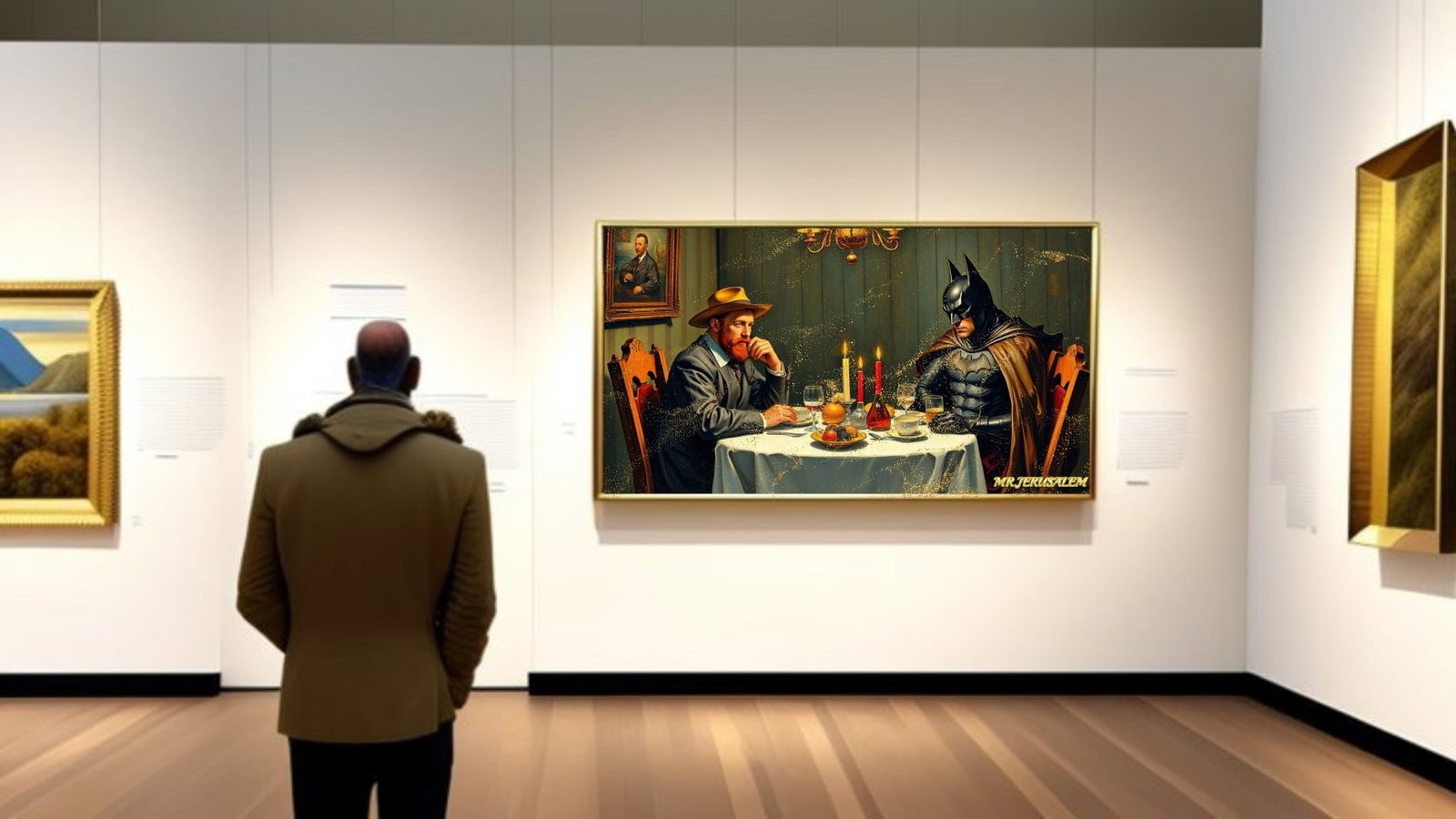 Vincent Van Gogh Dinner With Batman, Canvas Mixed Media, Limited Edition of 50 Pieces - 2