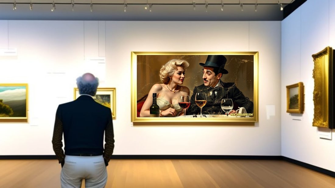 Charlie Chaplin - Dinner With Marilyn Monroe-D1, Limited Edition of 50 Pieces, Signed & Numbered - 2
