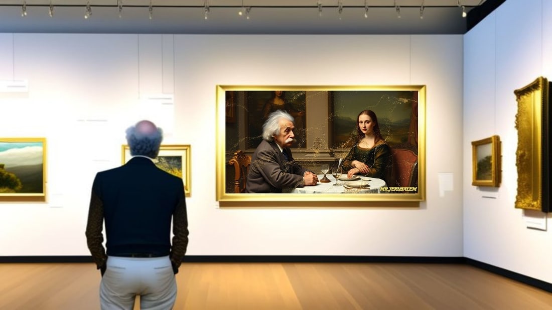 Albert Einstein - Dinner With Mona Lisa- D2, Limited Edition of 50 Pieces, Signed & Numbered - 2