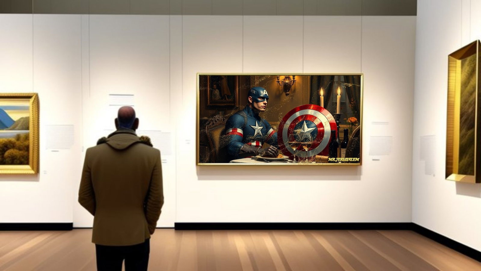 Captain America Dinner Alone-D1, Canvas Mixed Media, Limited Edition of 50 Pieces - 2