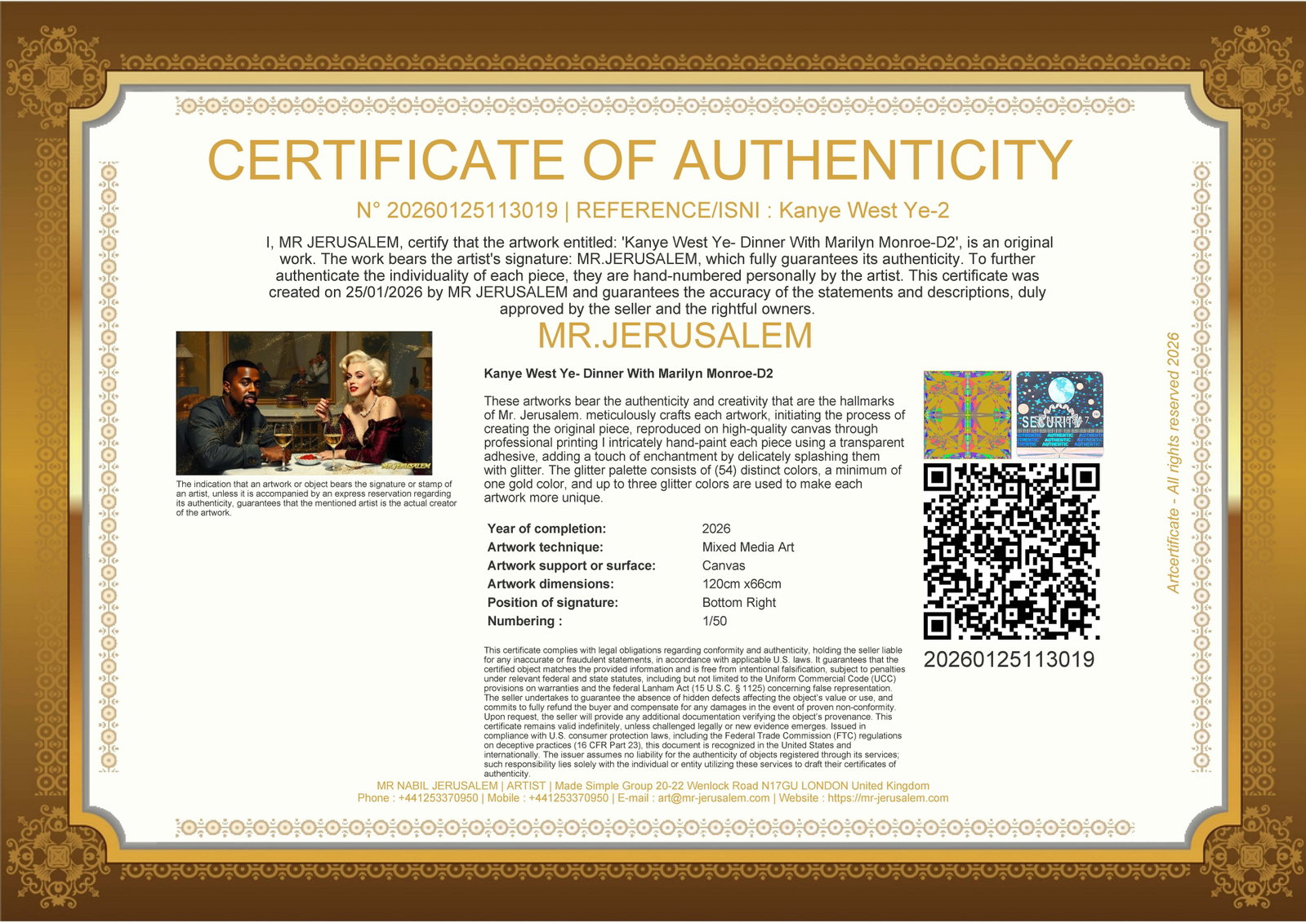 Kanye West Ye - Dinner With Marilyn Monroe-D2, Limited Edition of 50 Pieces, Signed & Numbered - 3