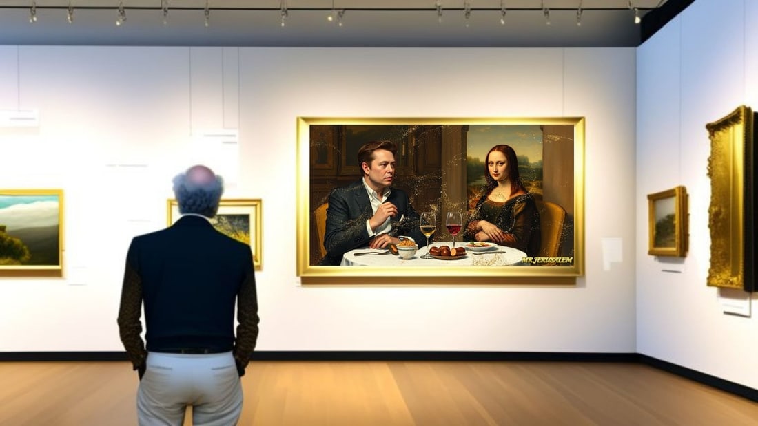 Elon Musk - Dinner With Mona Lisa-D2, Limited Edition of 50 Pieces, Signed & Numbered - 2