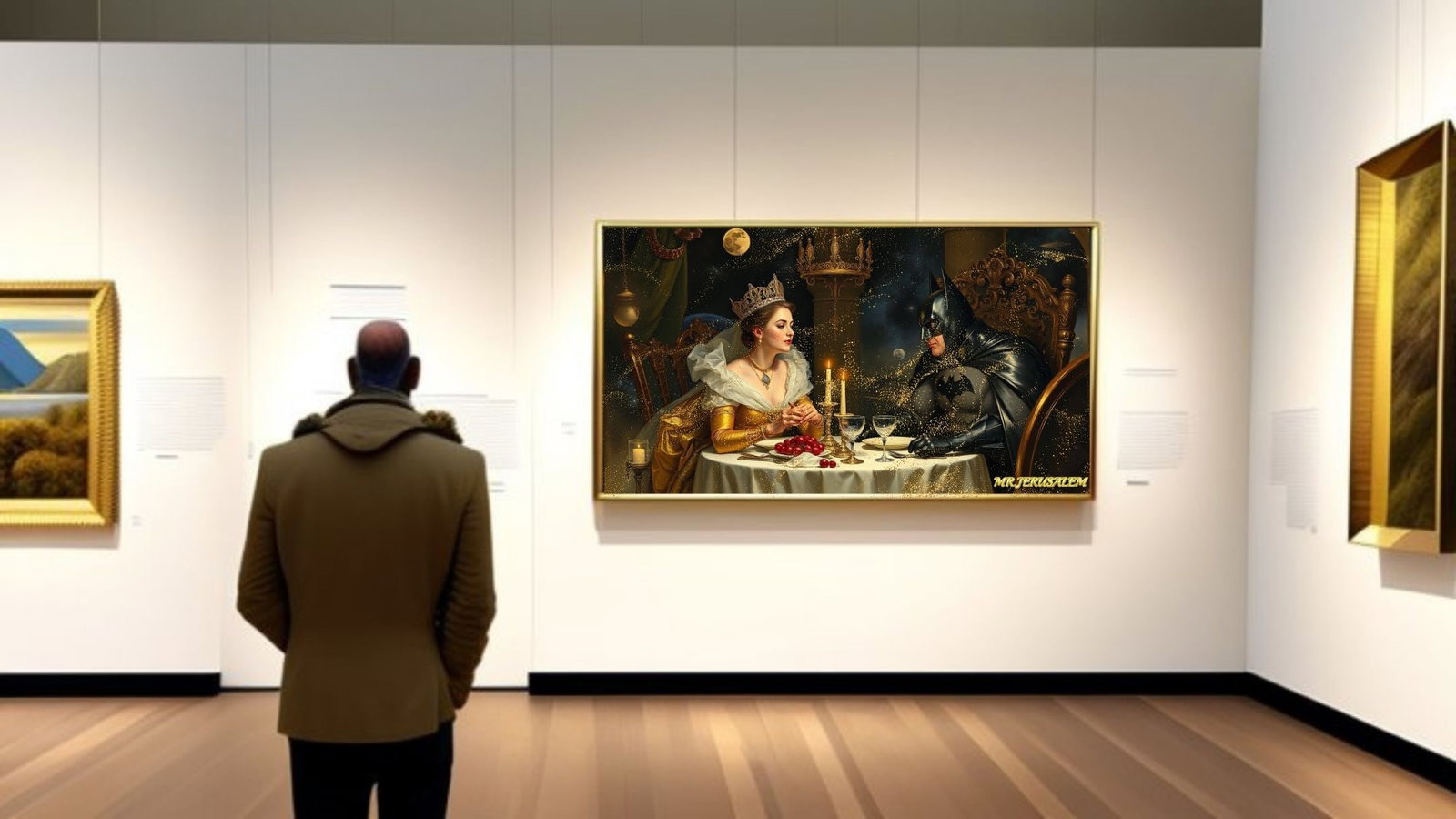 Queen Of Gold Dinner With Batman, Canvas Mixed Media, Limited Edition of 50 Pieces - 2