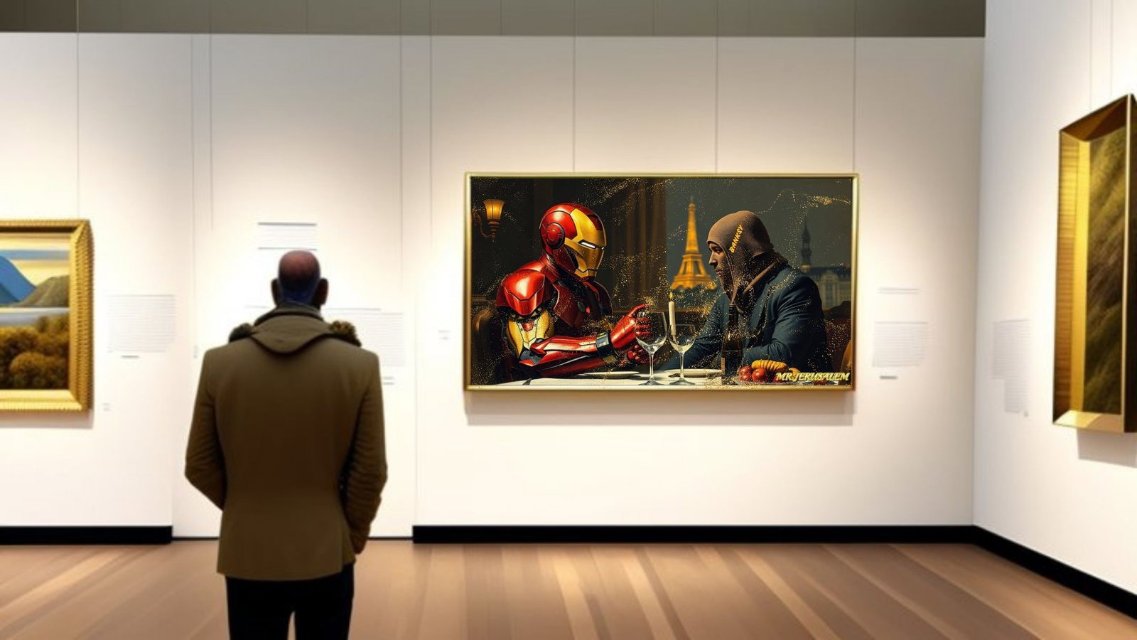 Banksy Dinner With Ironman-D1, Canvas Mixed Media, Limited Edition of 50 Pieces - 2