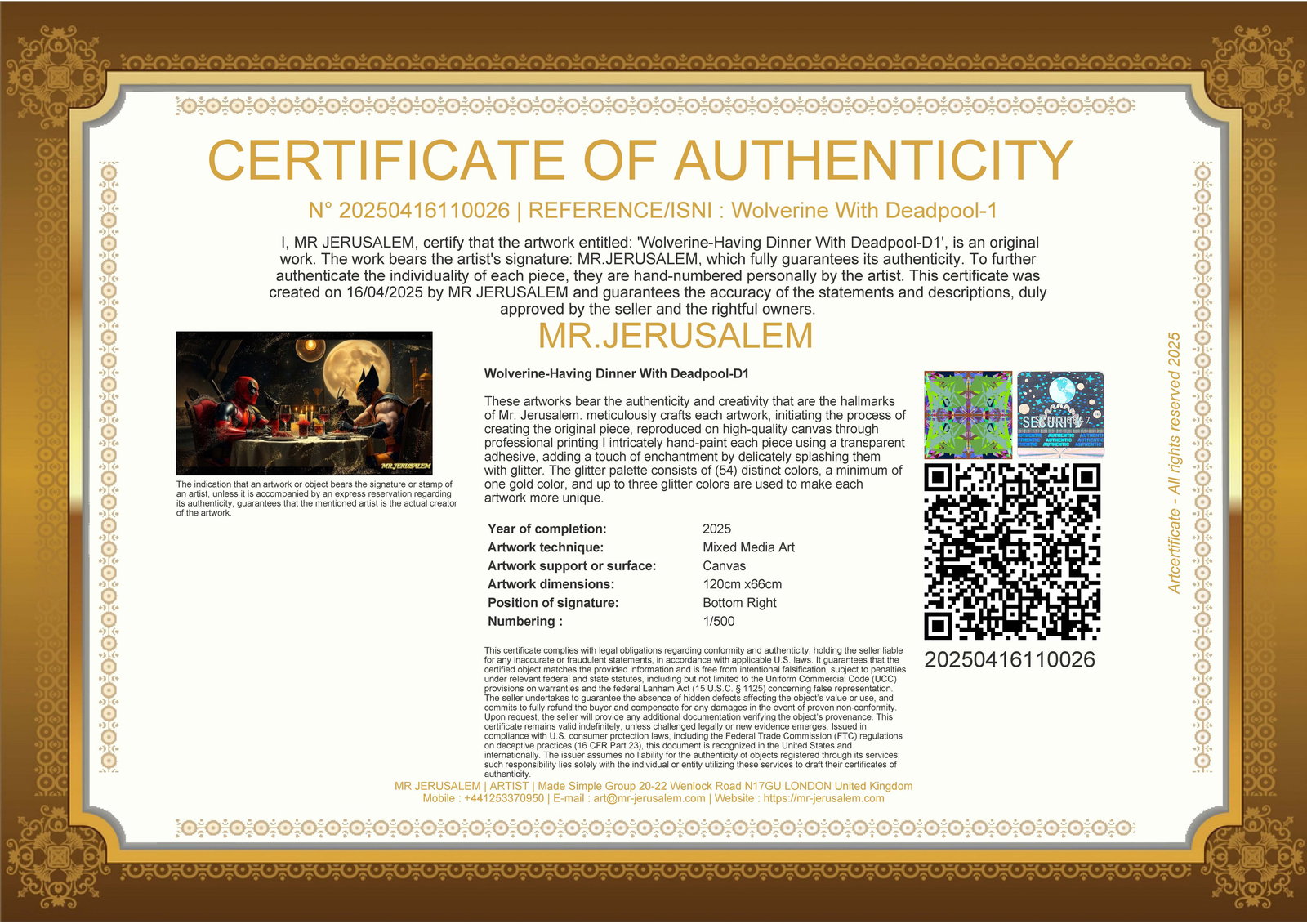 Wolverine- Dinner With Deadpool-D1,Limited Edition of 50 Pieces, Signed and numbered - 3