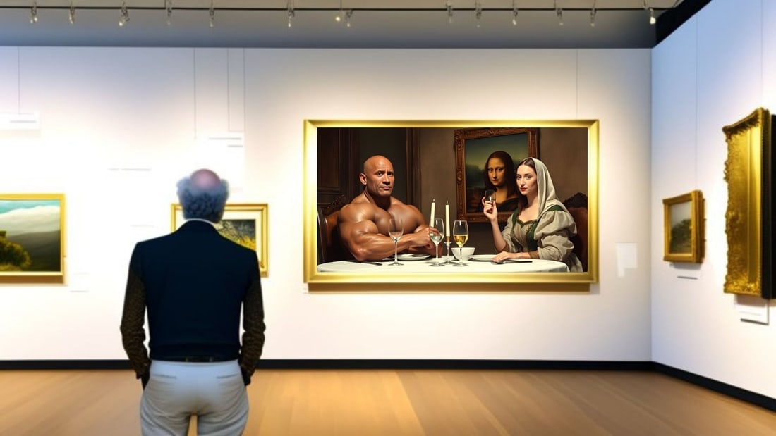 Dwayne Johnson - Dinner With Mona Lisa-D1, Limited Edition of 50 Pieces, Signed & Numbered - 2