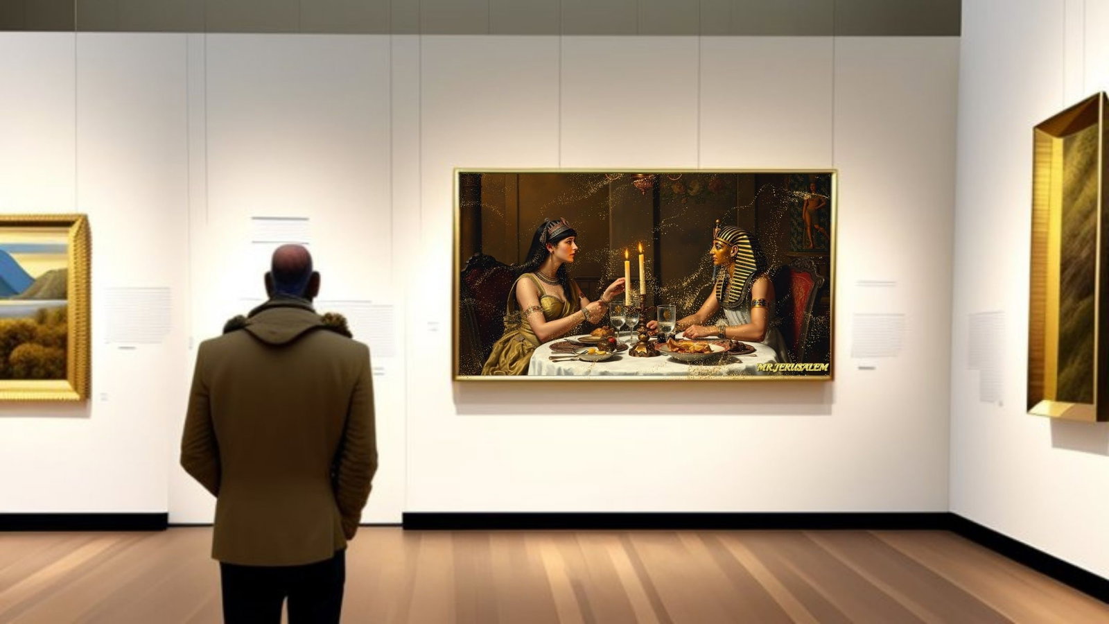 Cleopatra Dinner With Tutankhamun-D1, Canvas Mixed Media, Limited Edition of 50 Pieces - 2