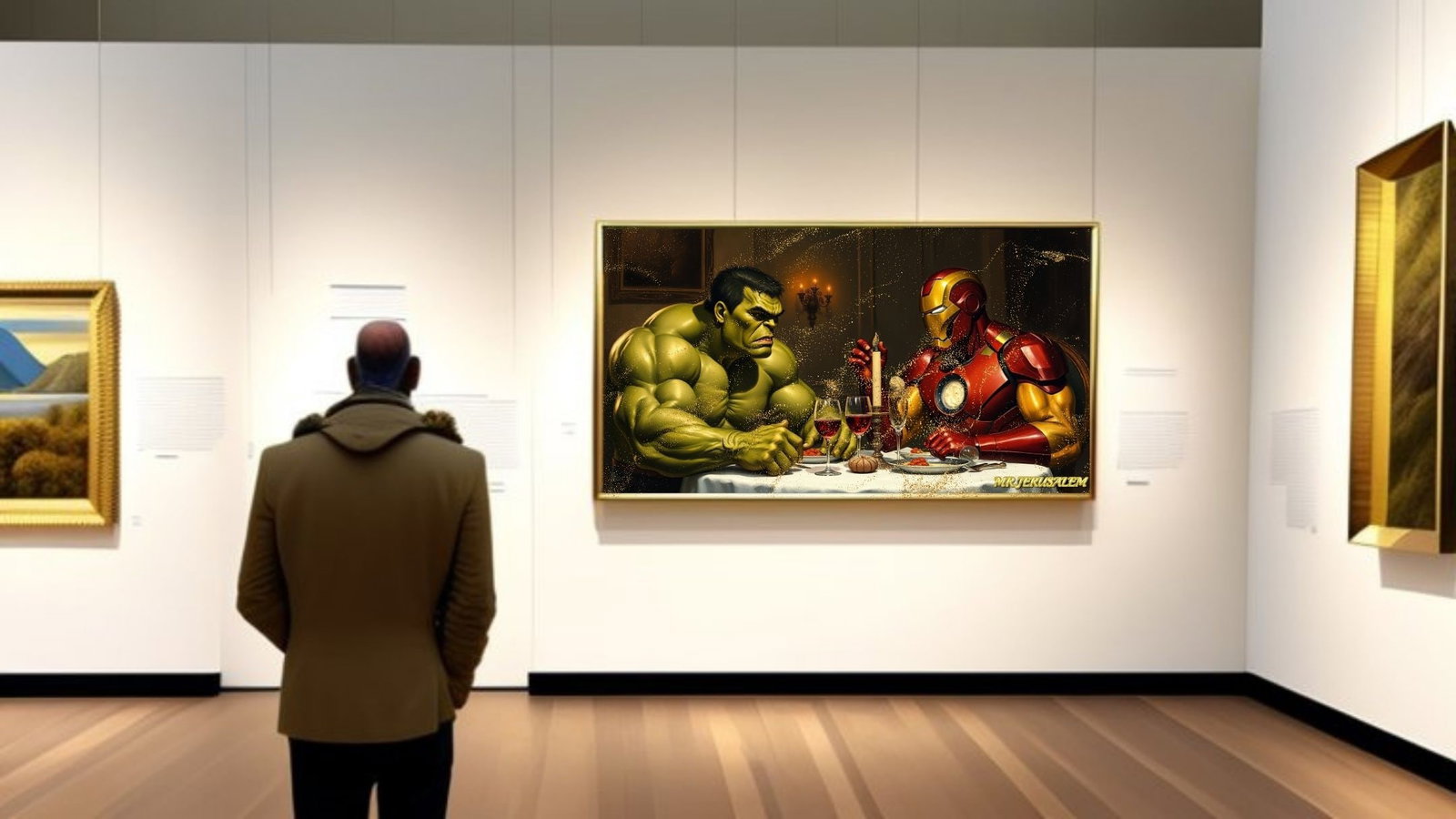 Hulk Dinner With Ironman-D1, Canvas Mixed Media, Limited Edition of 50 Pieces - 2