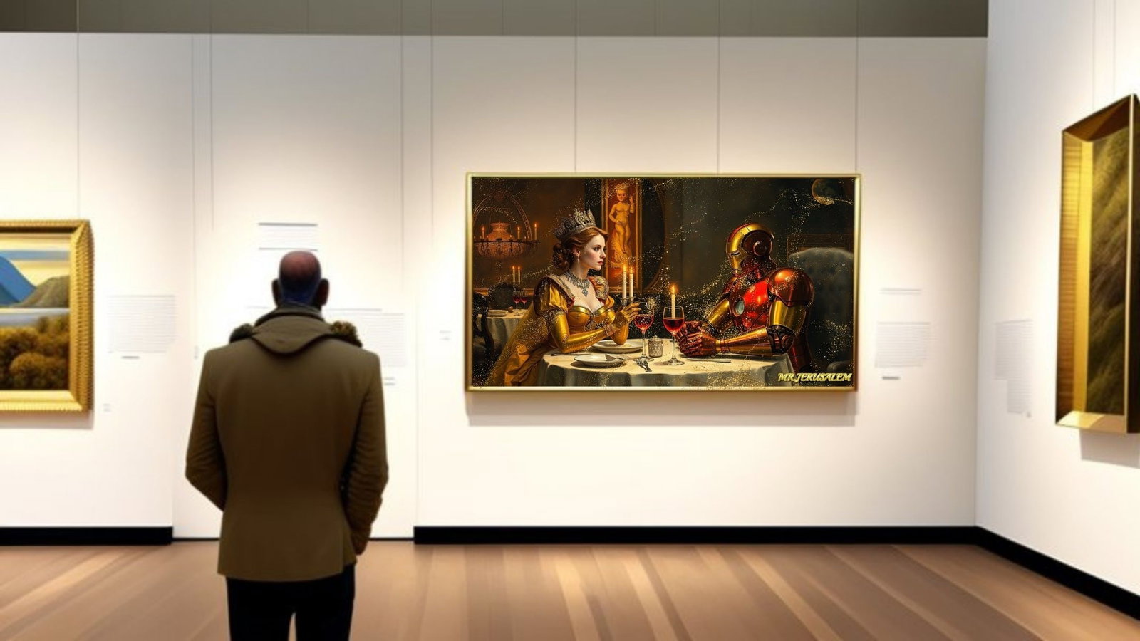 Queen Of Gold Dinner With Ironman, Canvas Mixed Media, Limited Edition of 50 Pieces - 2