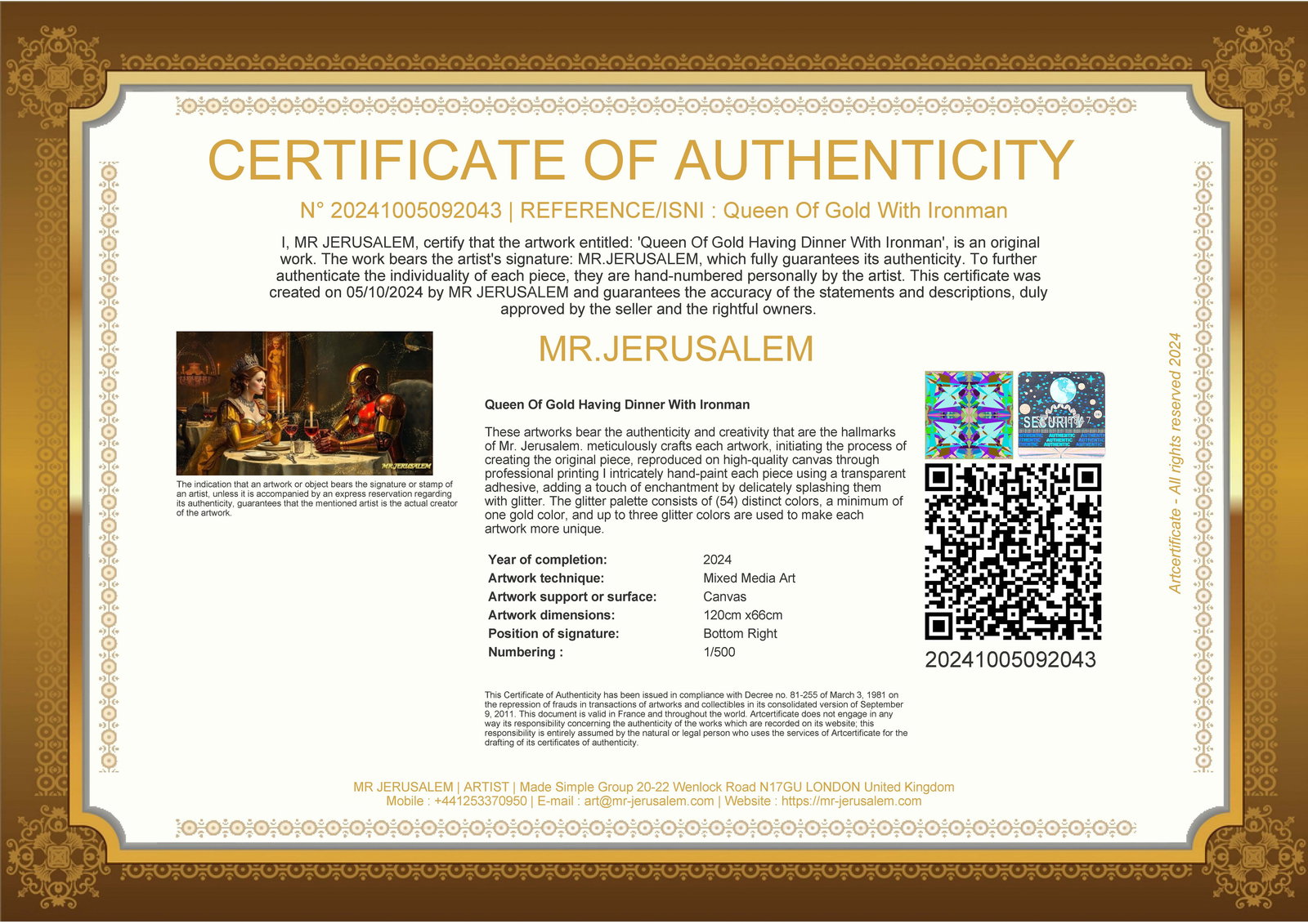 Queen Of Gold Dinner With Ironman, Canvas Mixed Media, Limited Edition of 50 Pieces - 3