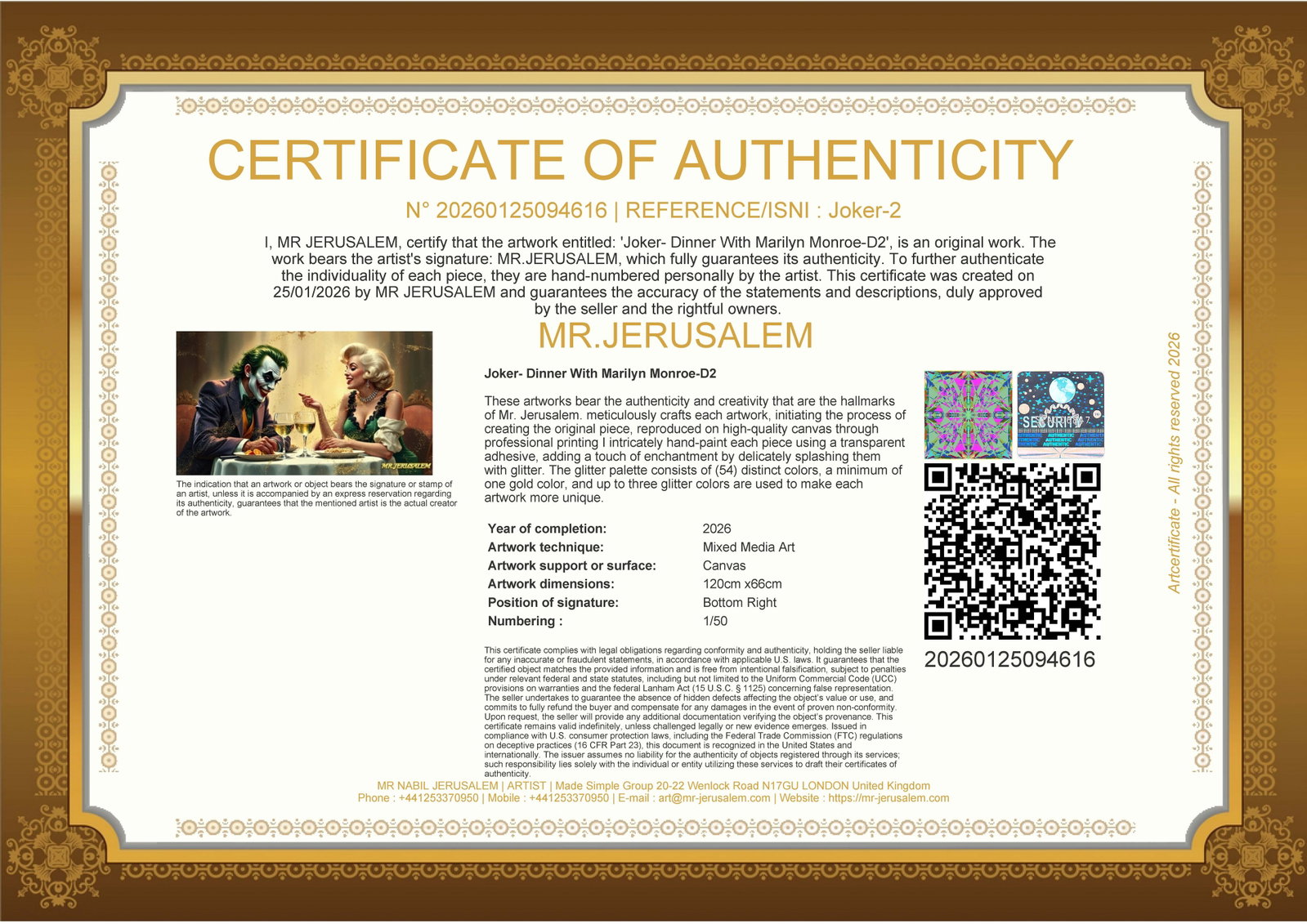 Joker - Dinner With Marilyn Monroe-D2, Limited Edition of 50 Pieces, Signed & Numbered - 3