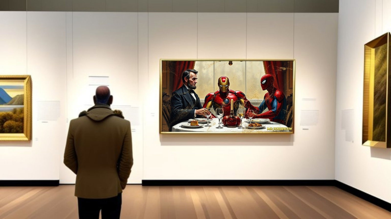 Abraham Lincoln Dinner With Ironman & Spiderman-D2, Limited Edition of 50 Pieces - 2