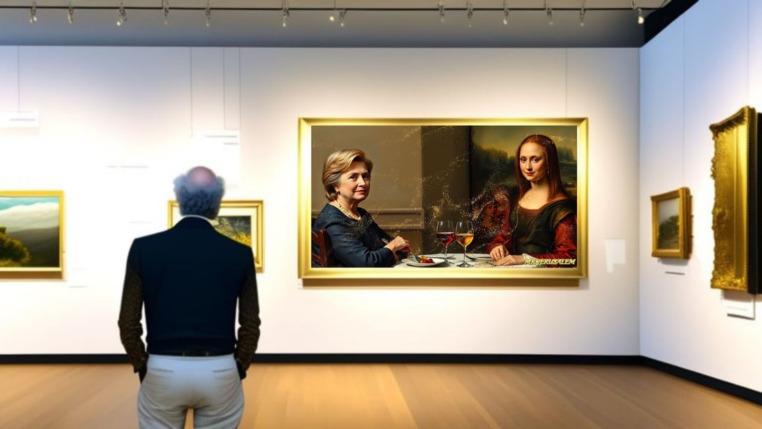 Hillary Clinton - Dinner With Mona Lisa-D2, Limited Edition of 50 Pieces,, Signed & Numbered - 2