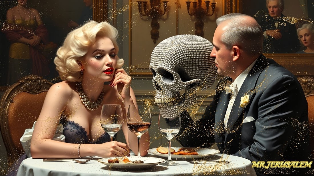 Damien Hirst - Dinner With Marilyn Monroe-D1, Limited Edition of 50 Pieces, Signed & Numbered: Please note the images you see here for the artworks is protected with artist name in gold & gold glitter watermark. The original artworks will be unique and one-of-a-kind, hand painted with glue