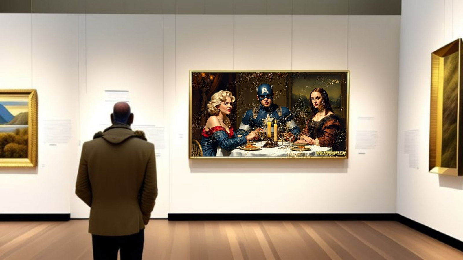 Captain America Dinner With Mona Lisa & Marilyn Monroe-D1 , Limited Edition of 50 Pieces - 2