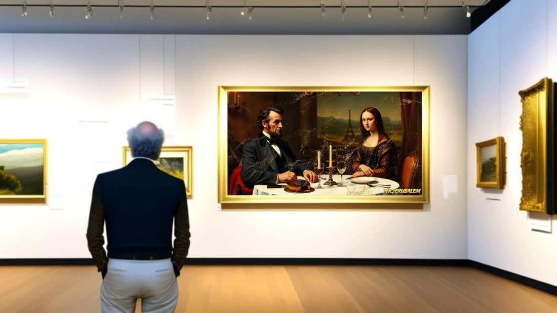 Abraham Lincoln- Dinner With Mona Lisa- D1, Limited Edition of 50 Pieces, Signed & Numbered - 2